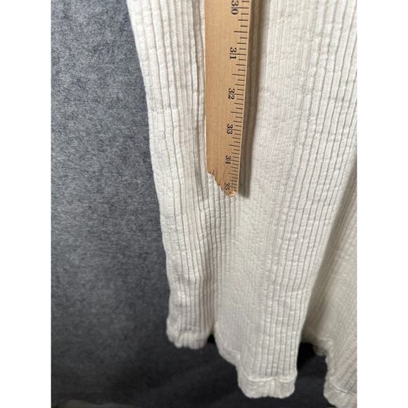 Free People Dress Women Large Ivory Pacific Maxi Side Slits Ribbed Collar Coasta - Picture 8 of 11